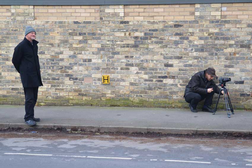 Co-Producer Patrick Kingwell and Filmmaker Stewart Hajdukiewicz during filming in York. Photograph by Barry Marsh.